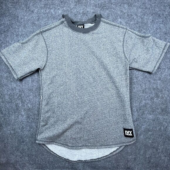 Ivy Park Sweatshirt Women Medium Grey Cut Out Beyonce Cold Shoulder Short Sleeve - Picture 1 of 7